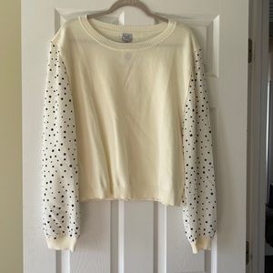 Cozy Co Sweater with polka dot sleeves